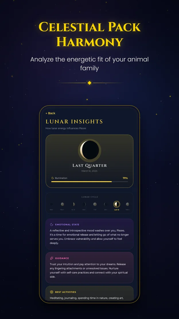 Aetris app — Lunar Insights: how the current moon phase influences your pet